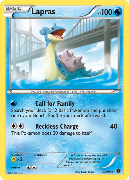 Lapras, Pokémon card NXD 25 — Next Destinies set