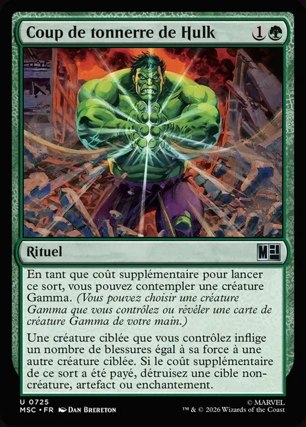 Coup de tonnerre de Hulk, carte Magic MSC 725 — extension Marvel Super Heroes Commander