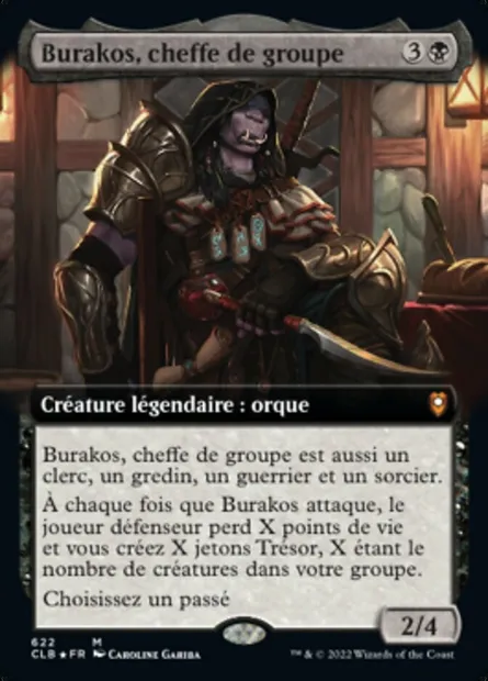 Burakos, cheffe de groupe, carte Magic CLB 622 — extension Commander Légendes : la bataille de la Porte de Baldur