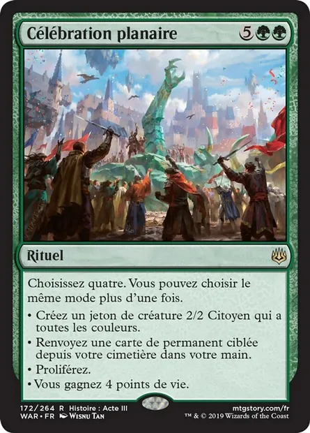 Célébration planaire, carte Magic WAR 172 — extension La guerre des Planeswalkers