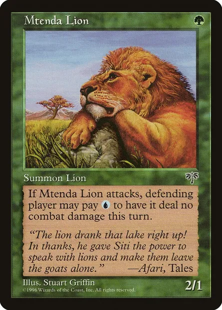 Mtenda Lion, Magic card MIR 230 — Mirage set