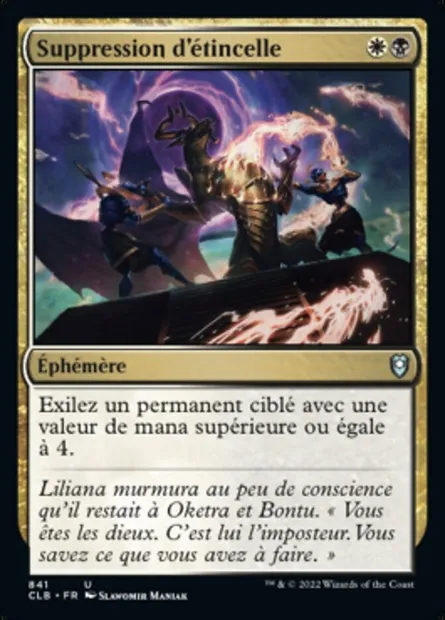 Suppression d'étincelle, carte Magic CLB 841 — extension Commander Légendes : la bataille de la Porte de Baldur