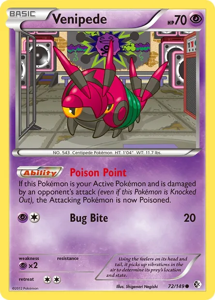 Venipede, Pokémon card BCR 72 — Boundaries Crossed set