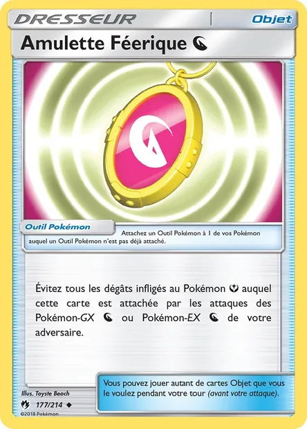 Amulette Féerique Dragon, carte Pokémon LOT 177 — extension Tonnerre Perdu