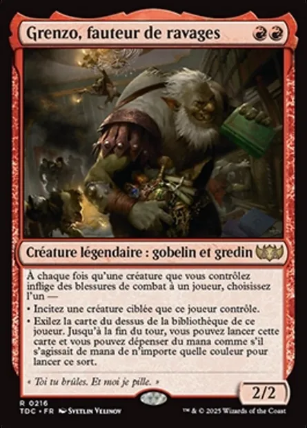 Grenzo, fauteur de ravages, carte Magic TDC 216 — extension Tarkir: Dragonstorm Commander