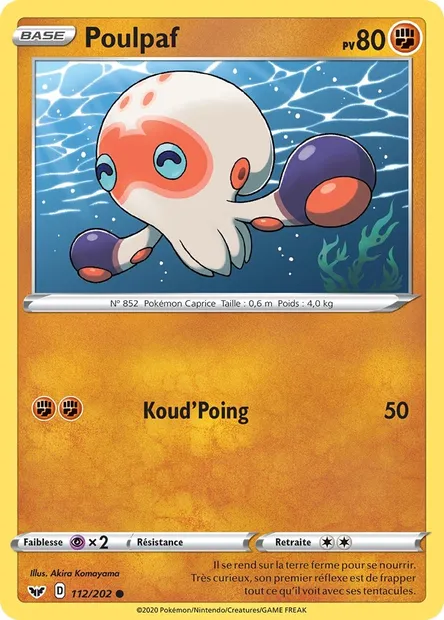 Poulpaf, carte Pokémon SSH 112 — extension Épée et Bouclier