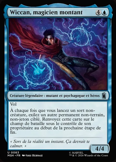 Wiccan, magicien montant, carte Magic MSH 83 — extension Marvel Super Heroes