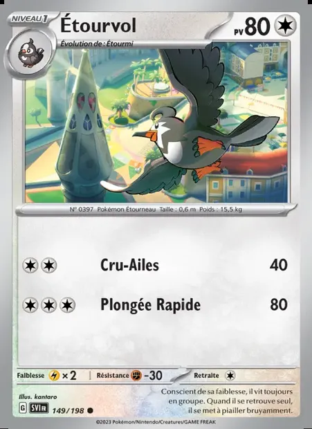 Étourvol, carte Pokémon SVI 149 — extension Écarlate et Violet