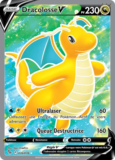Dracolosse V, carte Pokémon PGO 076 — extension Pokémon GO