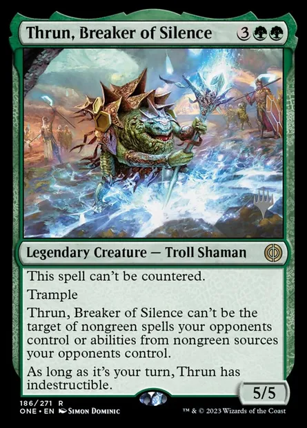 Thrun, Breaker of Silence, Magic card PONE 186p — Phyrexia: All Will Be One Promos set