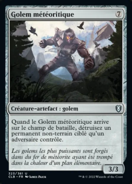 Golem météoritique, carte Magic CLB 323 — extension Commander Légendes : la bataille de la Porte de Baldur