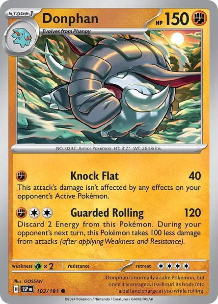 Donphan, Pokémon card SSP 103 — Surging Sparks set