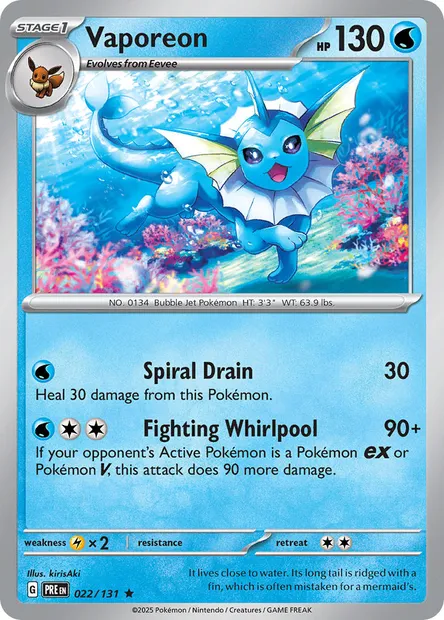 Vaporeon, Pokémon card PRE 022 — Prismatic Evolutions set