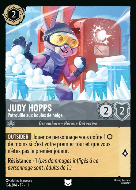 Judy Hopps - Patrouille aux boules de neige, carte Disney Lorcana CH11-194 — extension Givresort