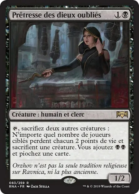 Prêtresse des dieux oubliés, carte Magic RNA 83 — extension L'allégeance de Ravnica