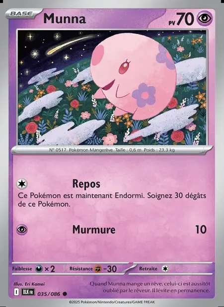 Munna, carte Pokémon BLK 035 — extension Foudre Noire