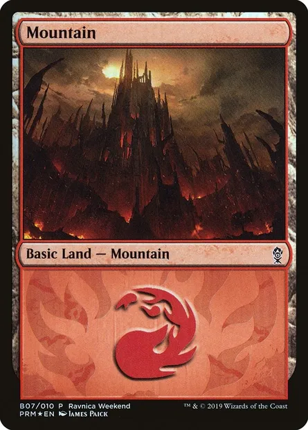 Mountain, Magic card PRW2 B07 — RNA Ravnica Weekend set