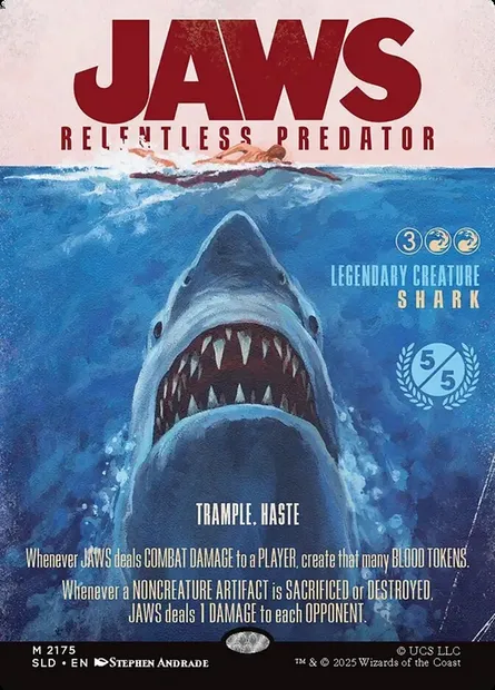 Jaws, Relentless Predator, Magic card SLD 2175 — Secret Lair Drop set