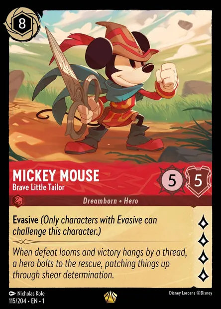 Mickey Mouse - Brave Little Tailor, Disney Lorcana card CH1-115 — The First Chapter set