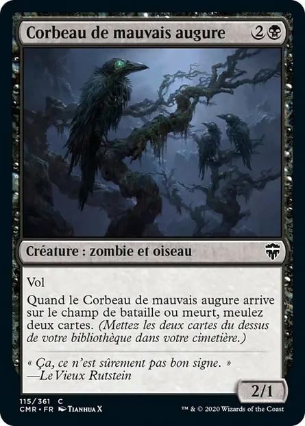 Corbeau de mauvais augure, carte Magic CMR 115 — extension Commander Legends