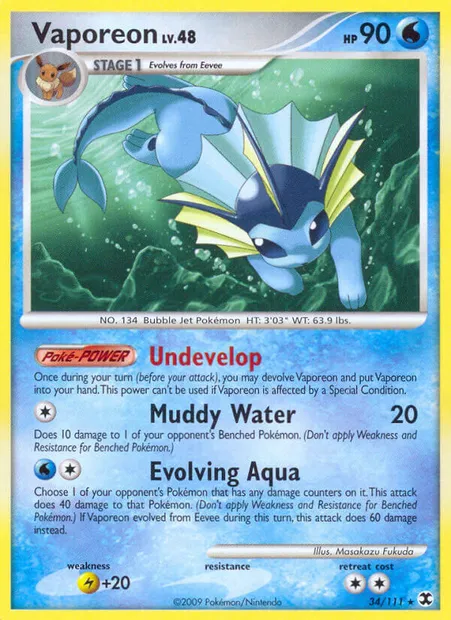 Vaporeon, Pokémon card RR 34 — Rising Rivals set