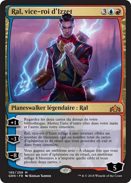 Ral, vice-roi d'Izzet, carte Magic GRN 195 — extension Les Guildes de Ravnica