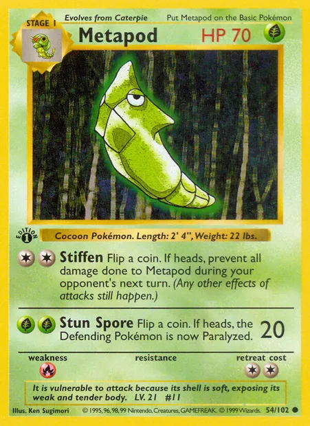 Metapod, Pokémon card BS 54 — Base Set set