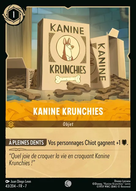 Kanine Krunchies, carte Disney Lorcana CH7-043 — extension L'île d'Archazia
