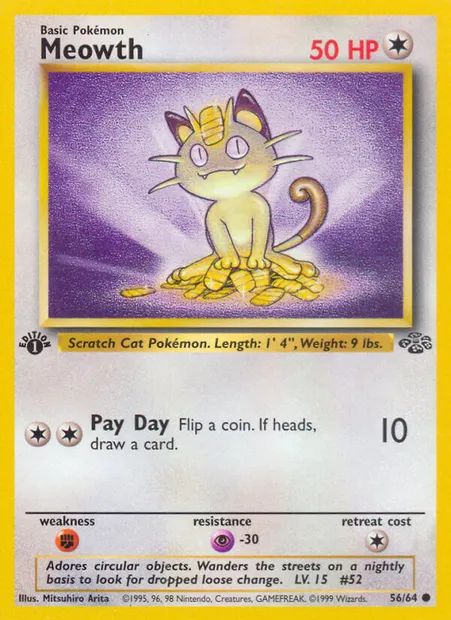 Meowth, Pokémon card JU 56 — Jungle set