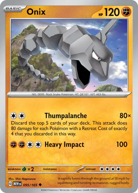 Onix, Pokémon card MEW 095 — 151 set