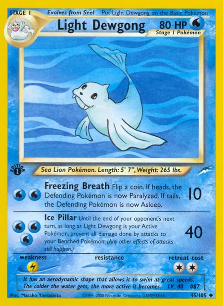 Light Dewgong, Pokémon card NDE 45 — Neo Destiny set