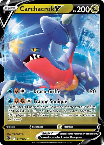 Carchacrok V, carte Pokémon ASR 117 — extension Astres Radieux