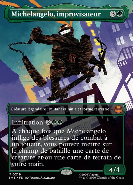 Michelangelo, improvisateur, carte Magic TMT 219 — extension Teenage Mutant Ninja Turtles