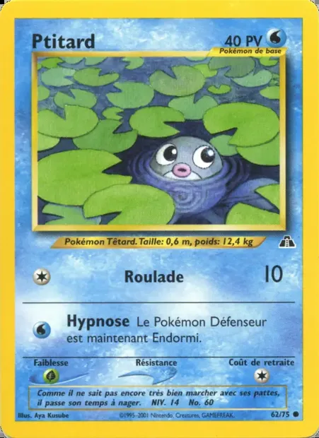 Ptitard, carte Pokémon ND 62 — extension Neo Discovery