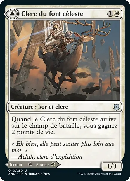 Clerc du fort céleste // Basilique du fort céleste, carte Magic ZNR 40 — extension Renaissance de Zendikar