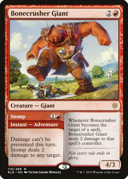 Bonecrusher Giant // Stomp, Magic card PELD 115p — Throne of Eldraine Promos set