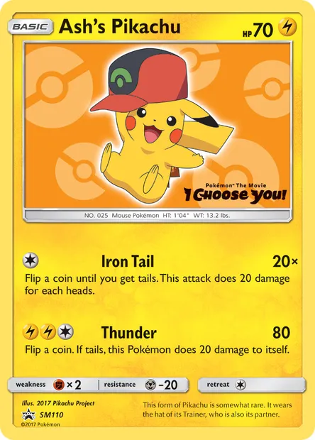 Ash's Pikachu, Pokémon card SM 110 — SM Black Star Promos set