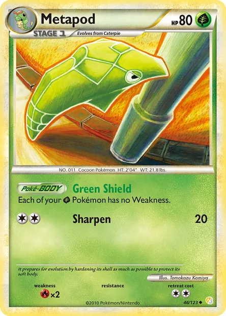 Metapod, Pokémon card HS 46 — HeartGold SoulSilver set