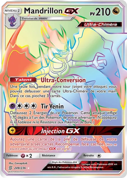Mandrillon GX, carte Pokémon UNM 249 — extension Harmonie des Esprits