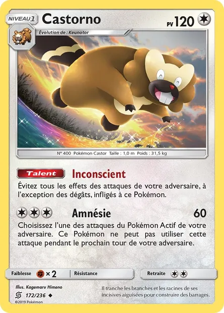 Castorno, carte Pokémon UNM 172 — extension Harmonie des Esprits