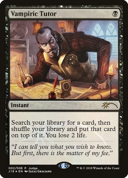 Vampiric Tutor, Magic card J18 2 — Judge Gift Cards 2018 set