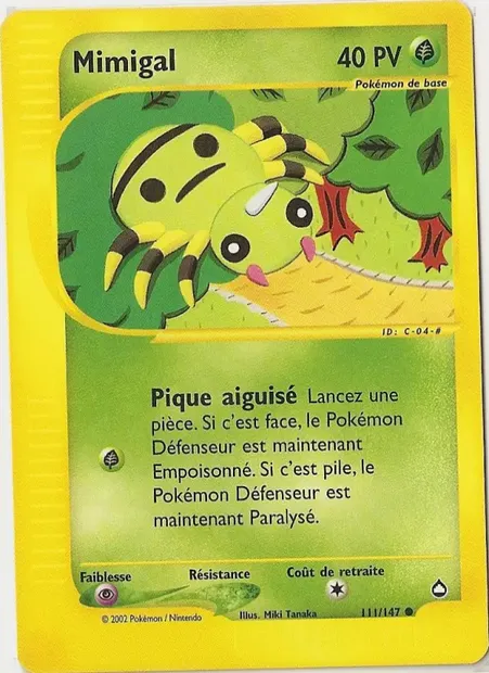 Mimigal, carte Pokémon AQ 111 — extension Aquapolis