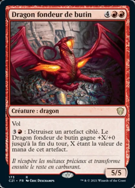 Dragon fondeur de butin, carte Magic C21 173 — extension Commander 2021