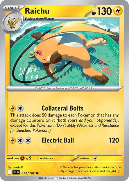 Raichu, Pokémon card TEF 052 — Temporal Forces set