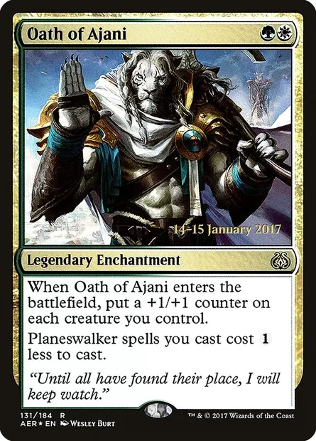 Serment d'Ajani, carte Magic PAER 131s — extension Aether Revolt Promos