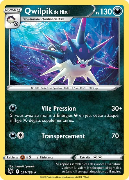 Qwilpik de Hisui, carte Pokémon ASR 091 — extension Astres Radieux