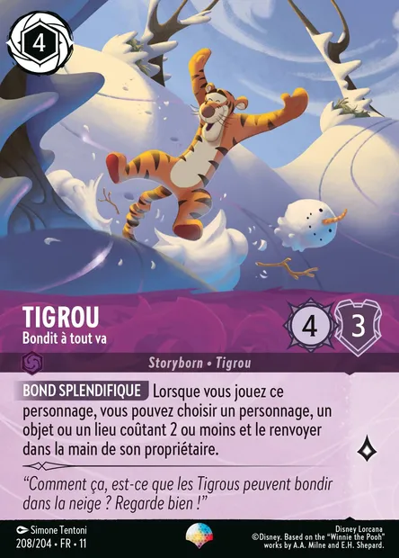 Tigrou - Bondit à tout va, carte Disney Lorcana CH11-208 — extension Givresort