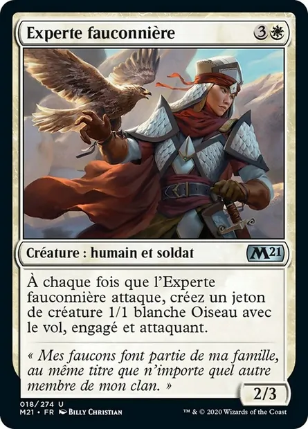 Experte fauconnière, carte Magic M21 18 — extension Core Set 2021