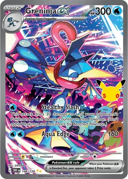 Greninja ex, Pokémon card 30C 148 — 30th Celebration set