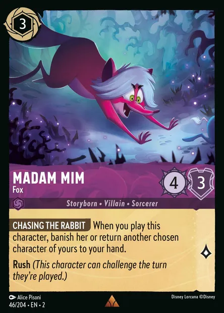 Madam Mim - Fox, Disney Lorcana card CH2-046 — Rise of the Floodborn set